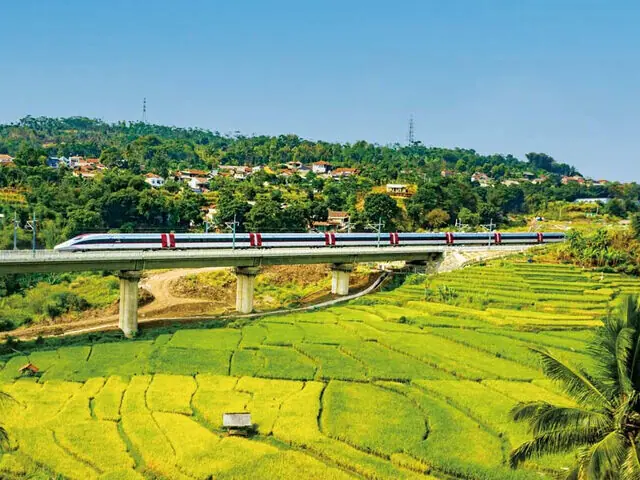 WHOOSH high-speed bullet train at Padalarang station West Java Indonesia