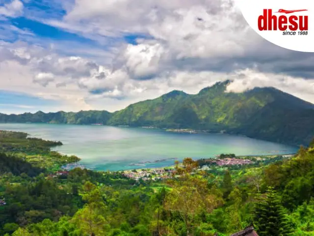 Mount Batur active volcano crater lake Kintamani Bali panorama