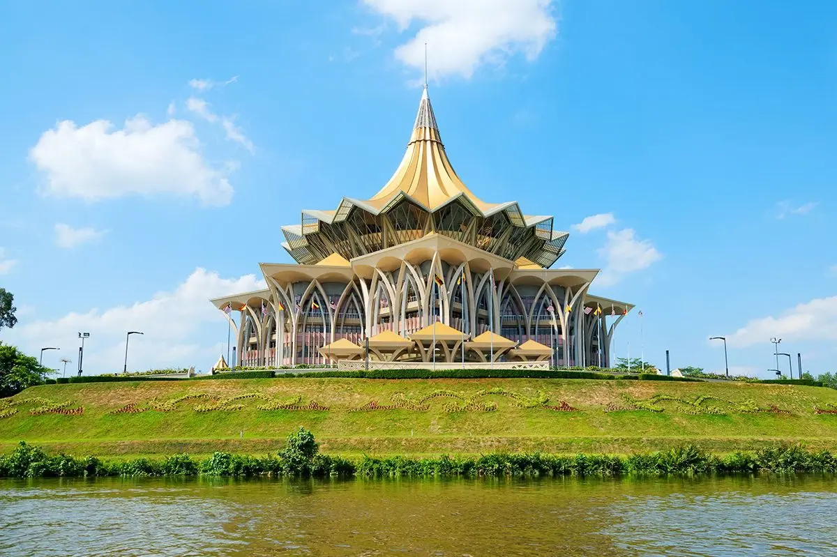 The Sarawak State Legislative Assembly beside the river in Kuching
